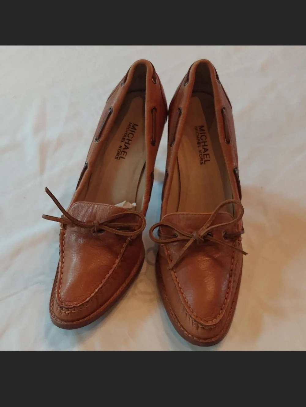 Vintage Michael Kors Leather Heeled Loafers Boat Shoes Pumps SZ 7.5
